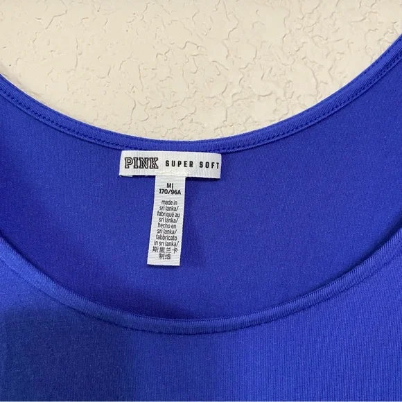 4/$24 PINK Victoria Secret Royal Blue Palm Tree Tank Size Medium - Picture 4 of 6